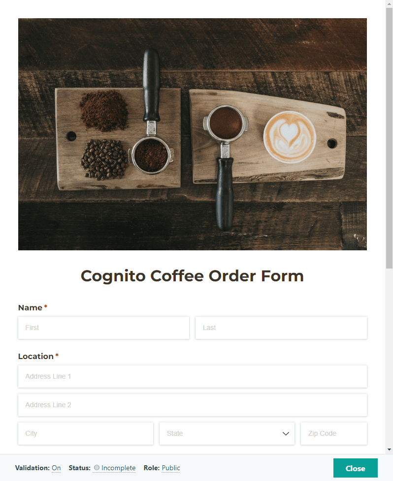 Cognito Forms published survey preview as respondents see it in the preview window