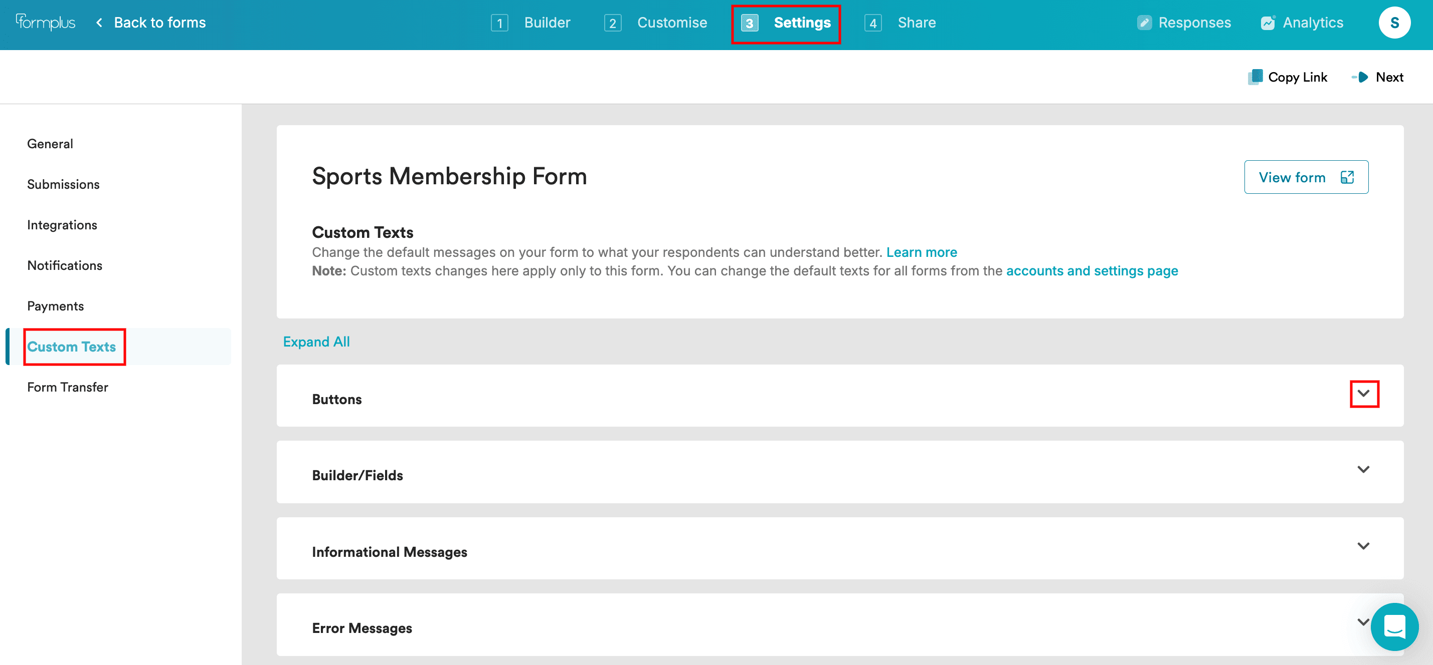 Formplus form builder with field editor and customization panel