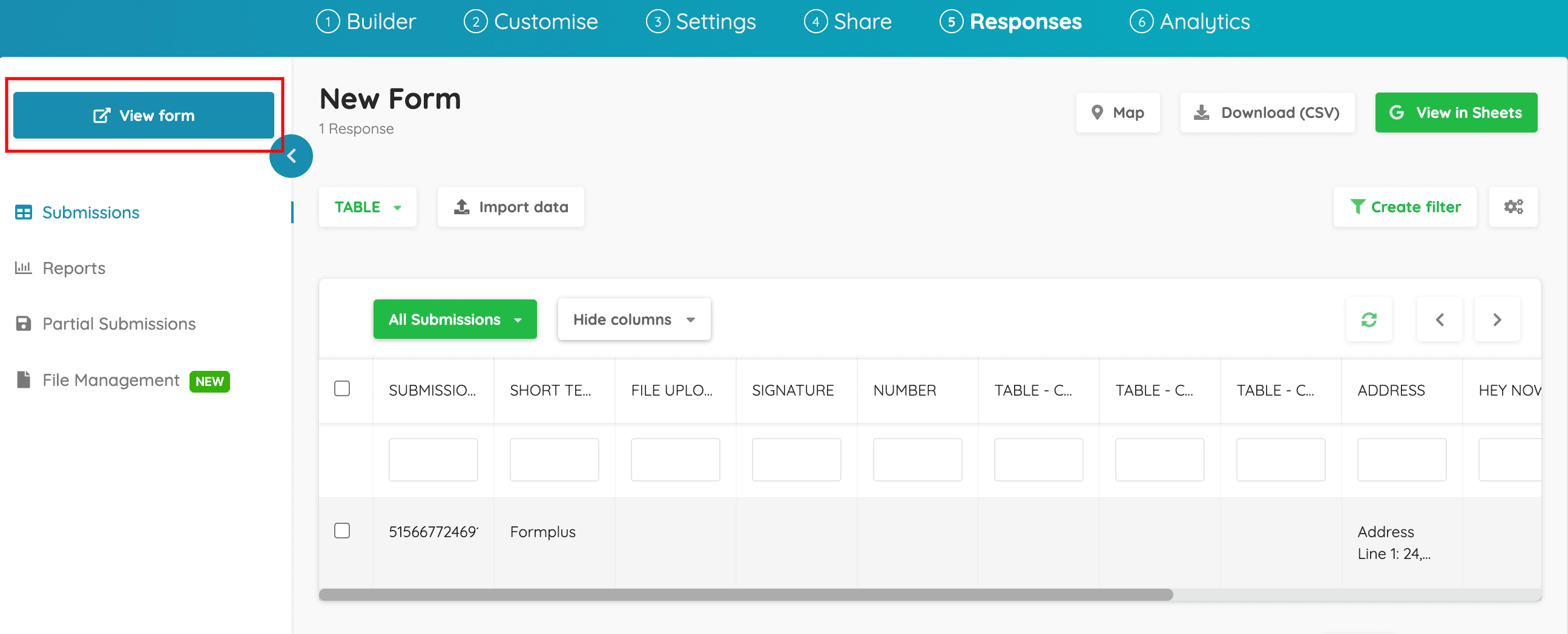 Formplus published form as respondents see it when filling out