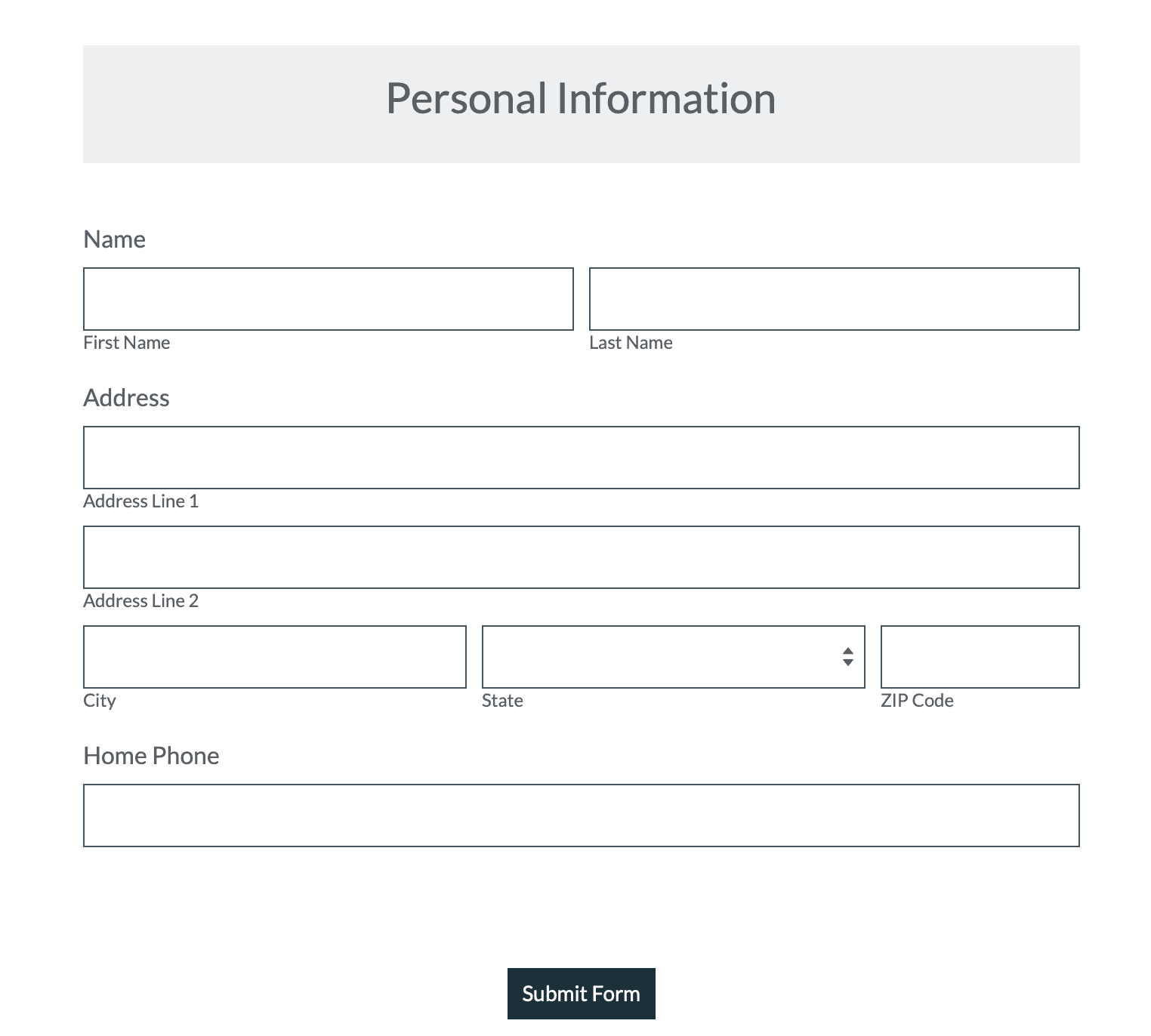 Formstack Light theme showing a published form as respondents see it