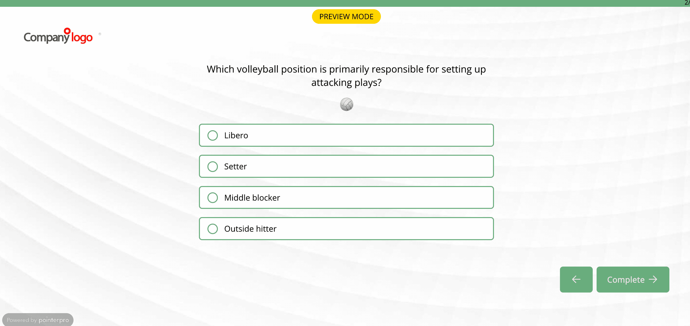 Pointerpro published survey respondent view with text choice answers