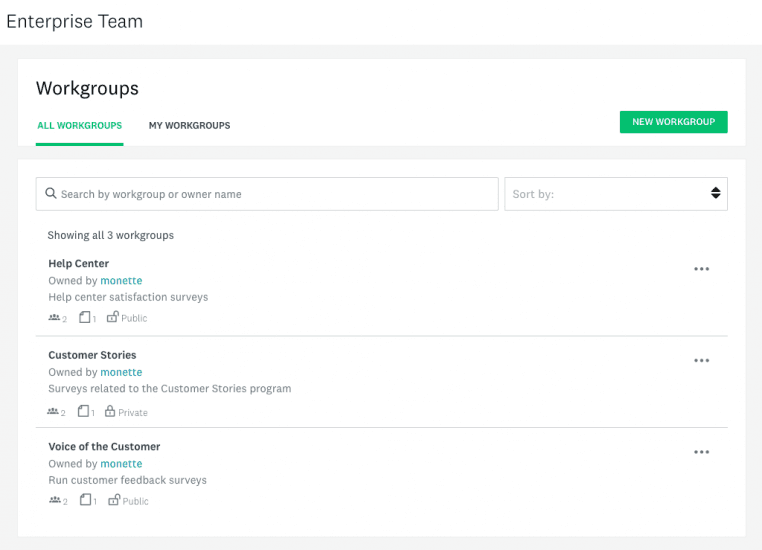 Screenshot of SurveyMonkey Dashboard