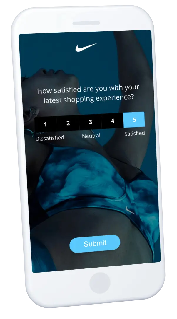 SurveyLegend NPS survey displayed on a mobile phone as respondents see it